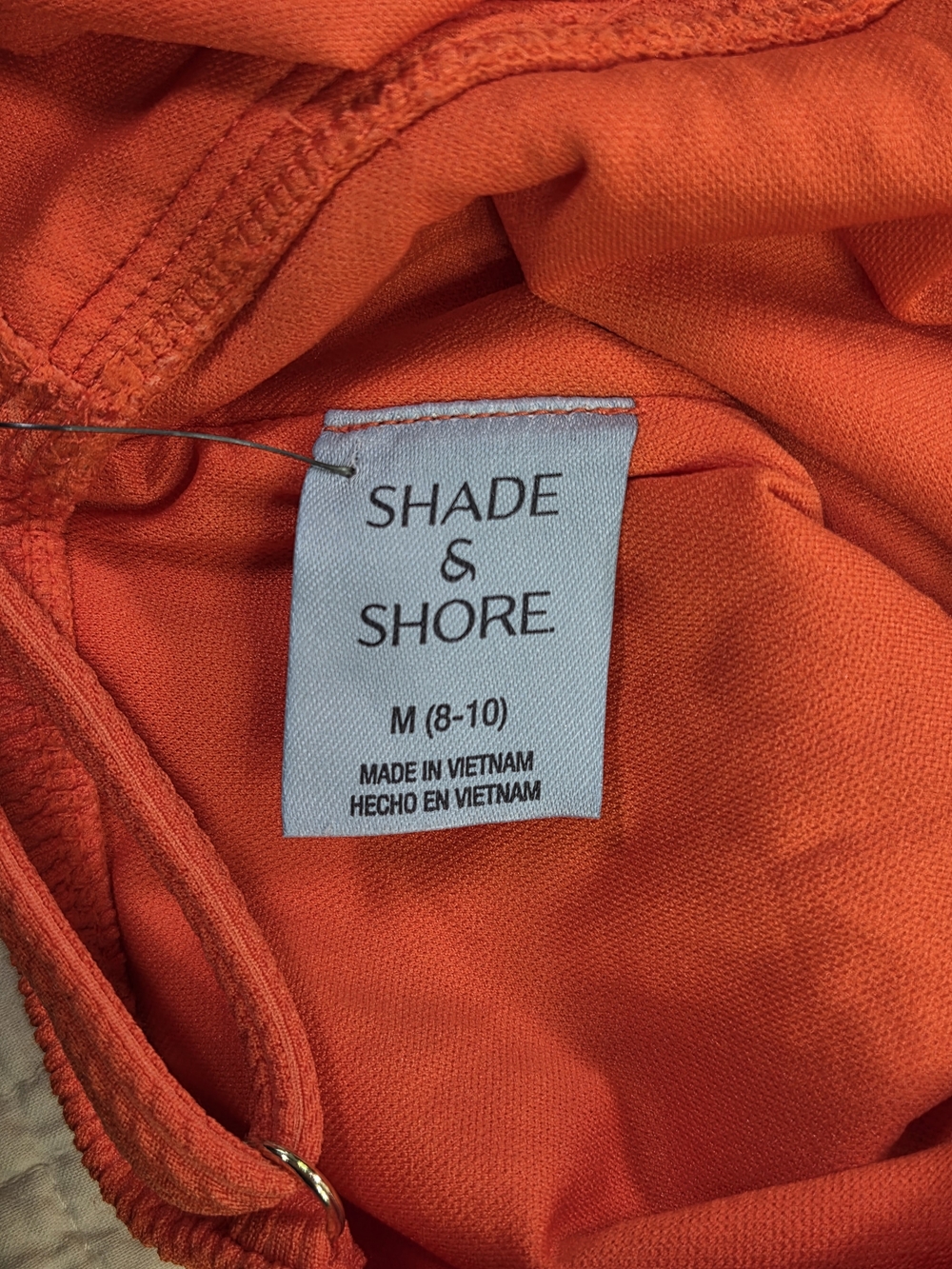 NWT Shade & Shore Orange Textured Ribbed V-Neck One-Piece Swimsuit Size M - Picture 11 of 13